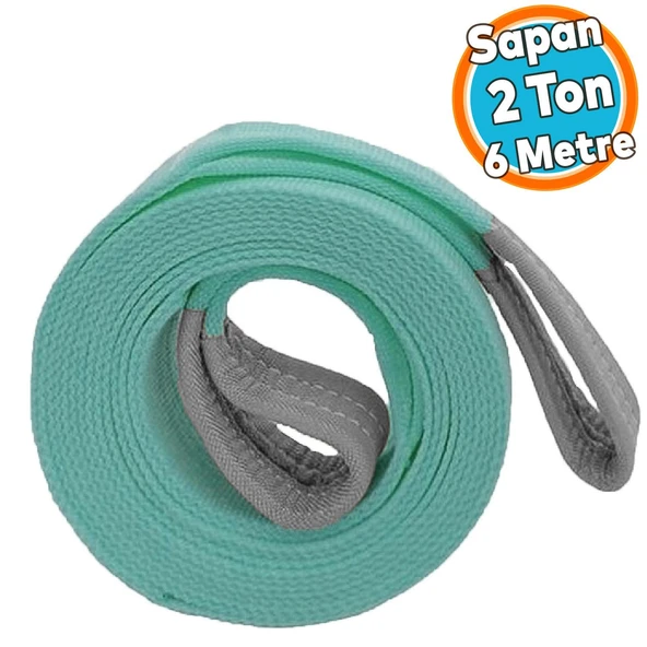 Yük Kaldırma Taşıma İndirme Araç Çekme Halat Sapan Polyester Spanzet 2 Ton 6 Metre Turkuaz Sağlam ürün görseli 1