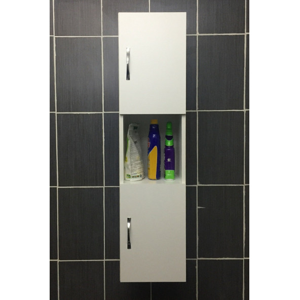 2 Kapaklı Bölmeli Banyo Asma Boy Dolabı Çok Amaçlı Duvara Monteli Dolap AsmaDolap ürün görseli 1