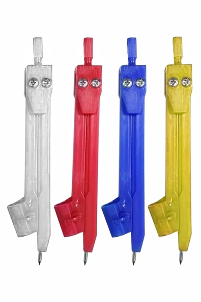 Plastik Pergel 4 Adet Renkli Plastik Pergel Ekonomik Okul Teknik Çizim Kurşun Kalem Yuvalı ürün görseli 1