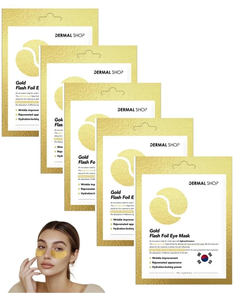 Dermal 3 Katmanlı Altın Gold Flash Foil Göz Altı Torbalarına Karşı Kağıt Göz Maskesi 4 gr 5 Adet ürün görseli 1