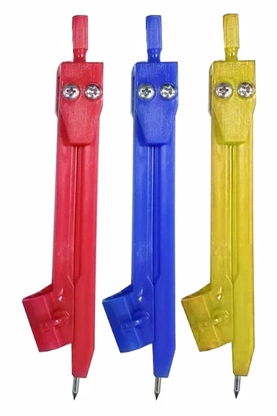 Plastik Pergel 3 Adet Renkli Plastik Pergel Ekonomik Okul Teknik Çizim Kurşun Kalem Yuvalı ürün görseli 1