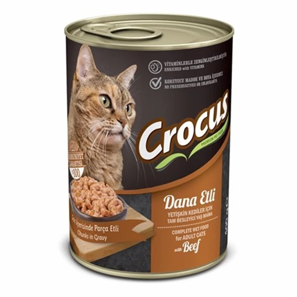 Crocus Yetişkin Kedi Dana Etli Yaş Mama 400g ürün görseli 1