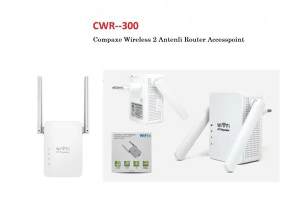 Compaxe CWR-300 300Mbps 2 Anten WiFi Repeater Router (Yenilenmiş Ürün) ürün görseli 1