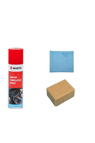 Würth Hızlı Motor Temizleme Spreyi Mikrofiber Güderi Bez Ve Oto Yıkama Süngeri Set 3 Lü Seti ürün görseli 1