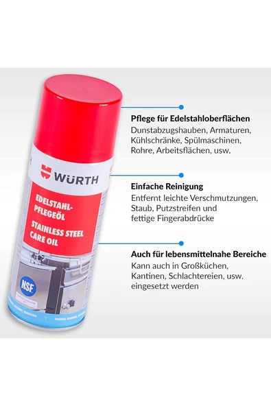 Würth PASLANMAZ ÇELİK BAKIM YAĞI NSF 400 ML - Resim 2