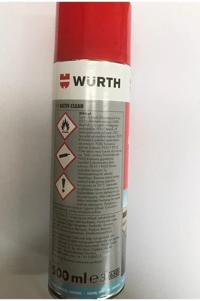Würth Aktıv Clean Meyve Kokulu Aktif Köpüklü Temizleyici 500ml Uyumlu ürün görseli 1