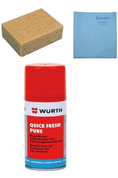 Würth 3 Lü Oto Yıkama Set Süngeri, Sentetik Güderi Bez, Araç Içi Tazeleme Spreyi Quick Fresh 100 ml ürün görseli 1
