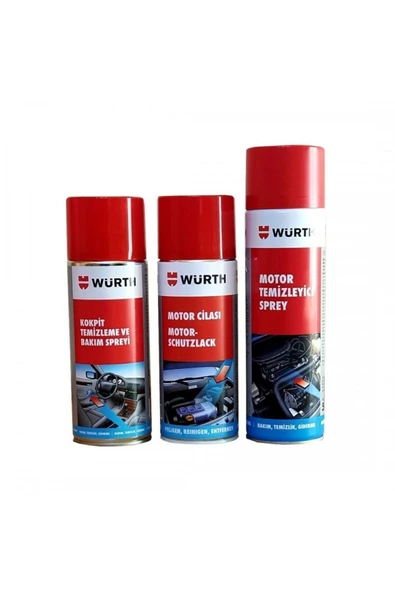 Würth Motor Temizleme 500ml + Kokpit Temizleme 400 Ml + Motor Cil ürün görseli 1