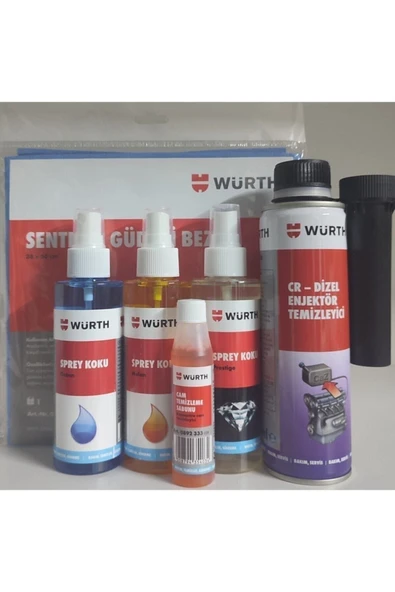 Würth Dizel Enjektör Temizleyici 3'lü Sprey Koku Cam Sabunu Ve 38x60cm Sentetik Güderi Bez Seti ürün görseli 1