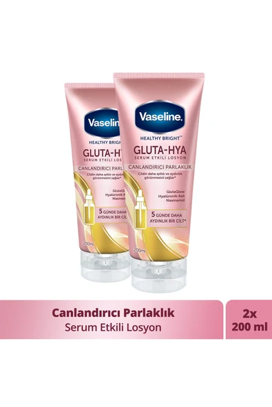 Vaseline Gluta Hya Serum Etkili Vücut Losyonu Canlandırıcı Parlaklık 200 ml X2 ürün görseli 1