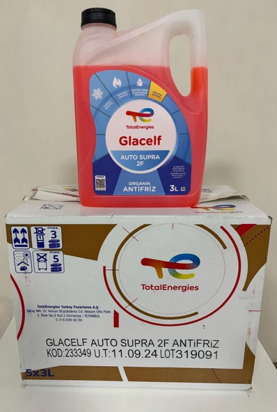 TOTAL GLACELF 2F SUPRA ORGANİK KIRMIZI ANTİFRİZ 3 LT X 5 ADET (KOLİ) ürün görseli 1