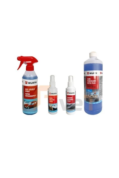 Tvet Würth Buz Çözücü + Buğu Önleyici + Yağmur Kaydırıcı + Konsantre Cam Suyu Plus 1000 ml 4`lü Paket ürün görseli 1