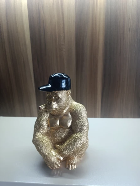 kırılmaz polyester,SARI RENK Goril biblo - Resim 2