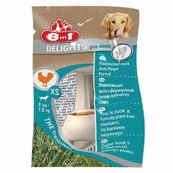 8in1 Delights Pro Dental Bones Kemik Ağız Bakım Köpek Ödülü XS 12 Gr ürün görseli 1