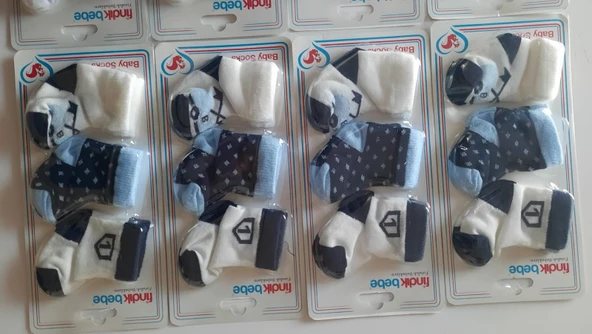 fındık bebe erkek bebek 3'lü çorap seti - Resim 3