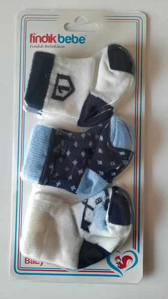 fındık bebe erkek bebek 3'lü çorap seti - Resim 4