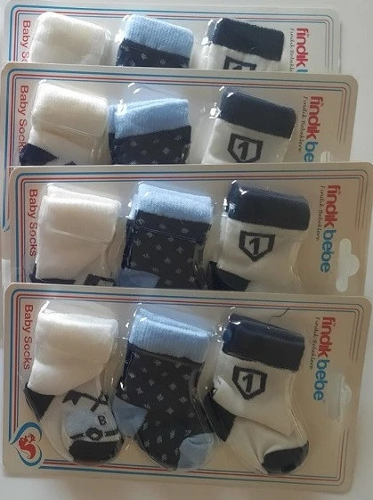 fındık bebe erkek bebek 3'lü çorap seti - Resim 2