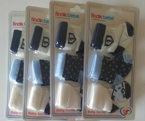 fındık bebe erkek bebek 3'lü çorap seti - Resim 5