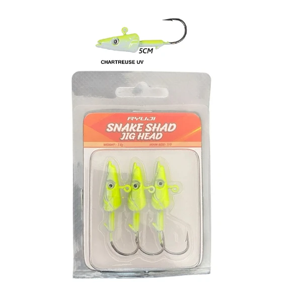 Ryuji Snake Shad JIG Head,14GR (3 AD) Chartreuse UV ürün görseli 1