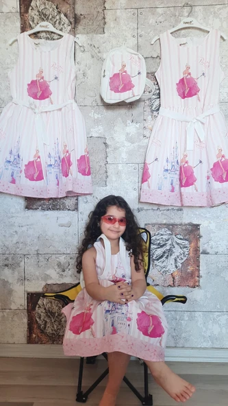 Pampal princess askılı elbise pembe - Resim 2