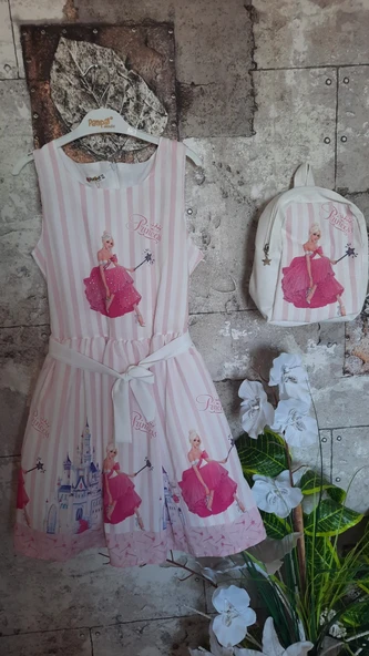 Pampal princess askılı elbise pembe - Resim 5