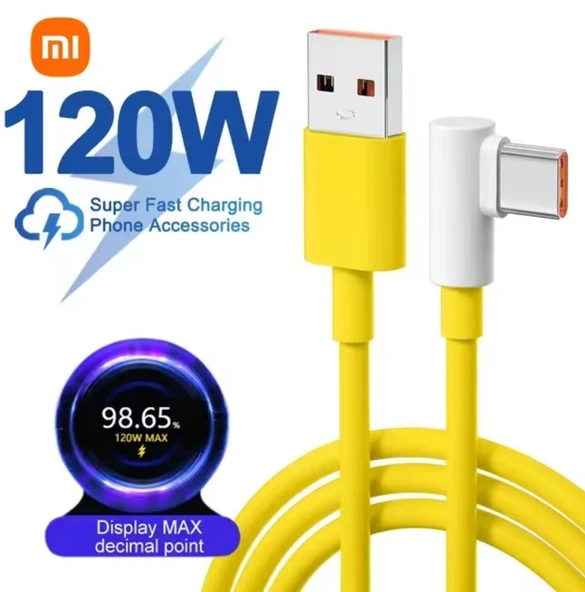 Xiaomi-Samsung-Huawei Uyumlu  120W 6A Usb Type C Orjinal Kutu Çıkması 1 Metre SARI ürün görseli 1