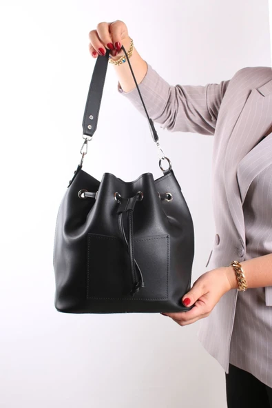 GALB LEATHER Ürün Büyük Boy 2 Askılı İçi Süet Düz Deri Büzgülü Kadın Omuz Çantası ürün görseli 1