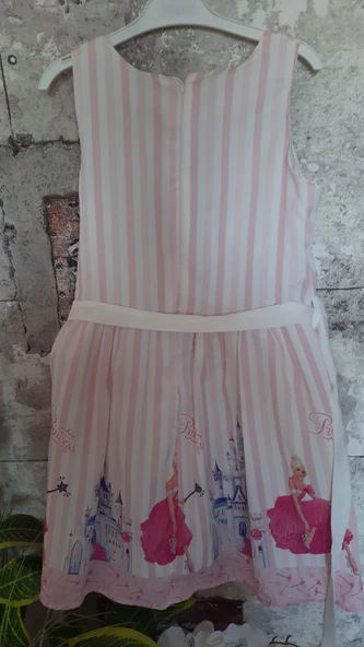 Pampal princess askılı elbise pembe - Resim 7