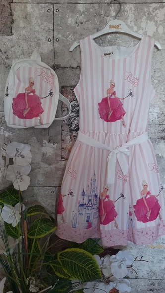 Pampal princess askılı elbise pembe - Resim 6