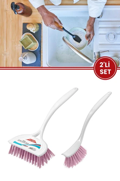Flora 2’li Trendy Temizlik Seti, F367 Bulaşık Fırçası + F388 Lavabo Küvet Fırçası Seti ürün görseli 1