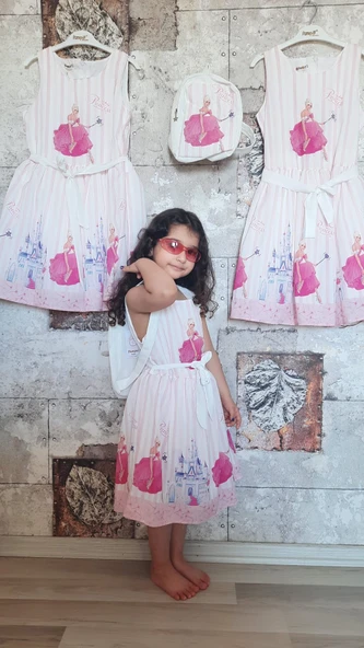 Pampal princess askılı elbise pembe - Resim 3