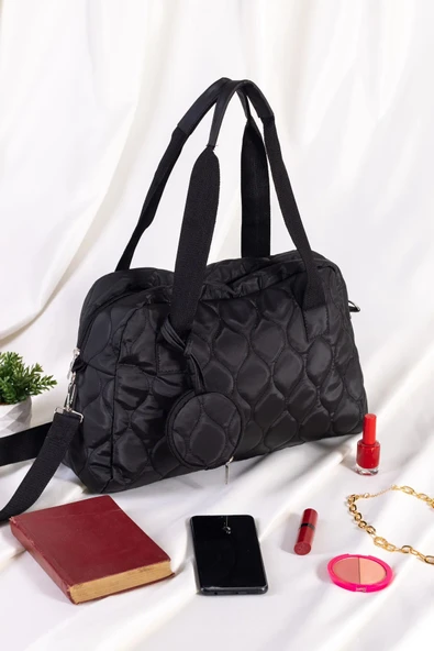Orijinal Kadın Geniş Hacimli Konfor Modeli Fermuarlı Kapitoneli Cüzdanlı Tote Shopper Kol Çantası ürün görseli 1