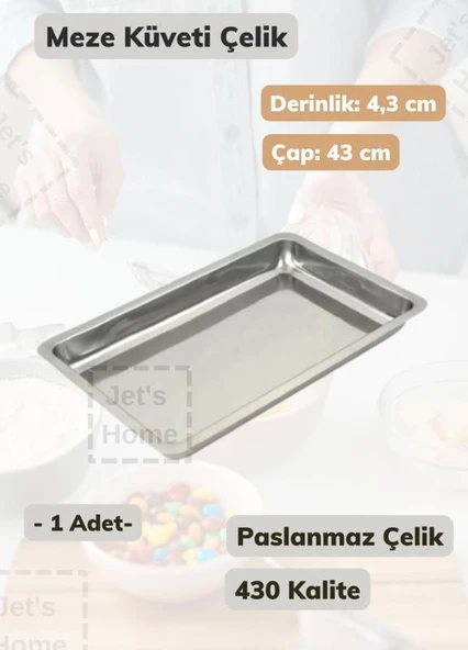 Çelik Meze Küveti 43 cm Paslanmaz Çelik Tabak ürün görseli 1