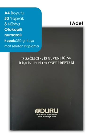 DURU OSGB İş Sağlığı ve Güvenliği Defteri Otokopili ürün görseli 1
