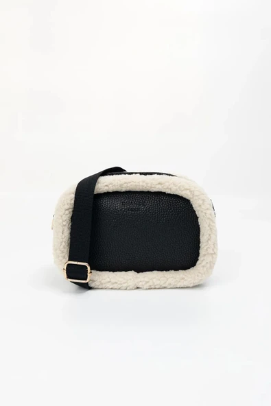 Deri Çapraz Askılı Mini Peluş Omuz Çantası ürün görseli 1