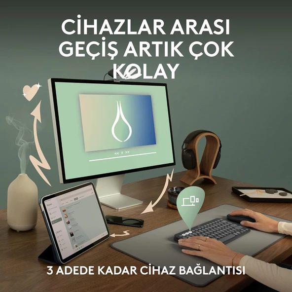 Logitech Pebble Keys 2 K380S Siyah TKL Q Kablosuz Klavye - Resim 3