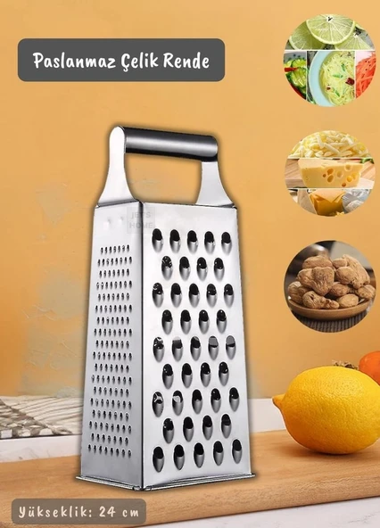 Paslanmaz Çelik Rende 4 Taraflı Sebze Rendesi Çelik Rende İnox 24 cm ürün görseli 1