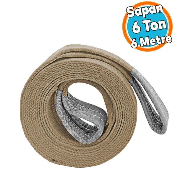 Yük Kaldırma Sapan Polyester Spanzet 6 Ton 6 Metre Kahve Sağlam Taşıma İndirme Araç Çekme Halat ürün görseli 1