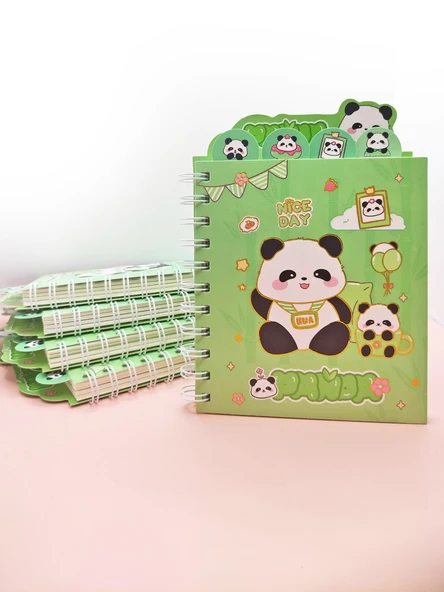 Sevimli Panda Ayraçlı A5 Not Defteri (14x18 cm) - Uykucu Panda ürün görseli 1