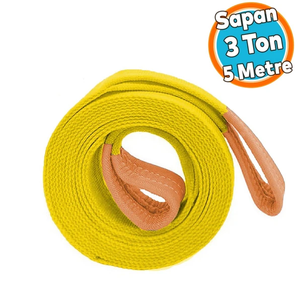 Yük Kaldırma Spanzet Sarı Renk 3 Ton 5 Metre Dokuma Sapan Polyester Sağlam Taşıma İndirme Halat ürün görseli 1