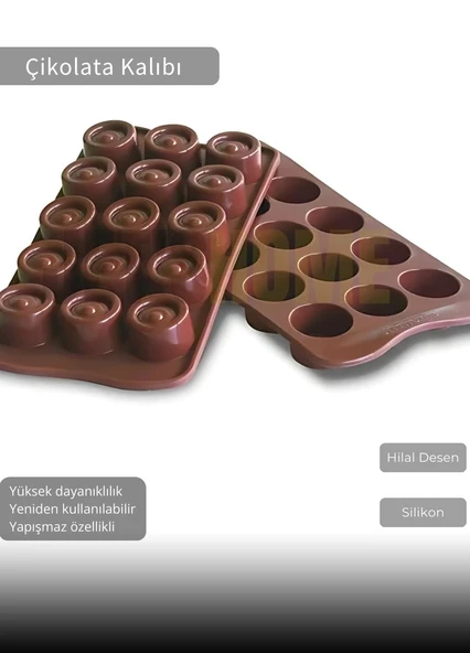 Hilal Desen Çikolata Kalıbı BPA FREE Buz Kalıbı Silikon Tatlı Kalıbı Yapışmaz Kalıp ürün görseli 1