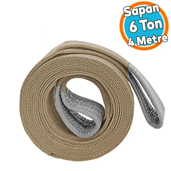 Yük Kaldırma Sapan Polyester Spanzet 6 Ton 4 Metre Kahve Sağlam Taşıma İndirme Araç Çekme Halat ürün görseli 1