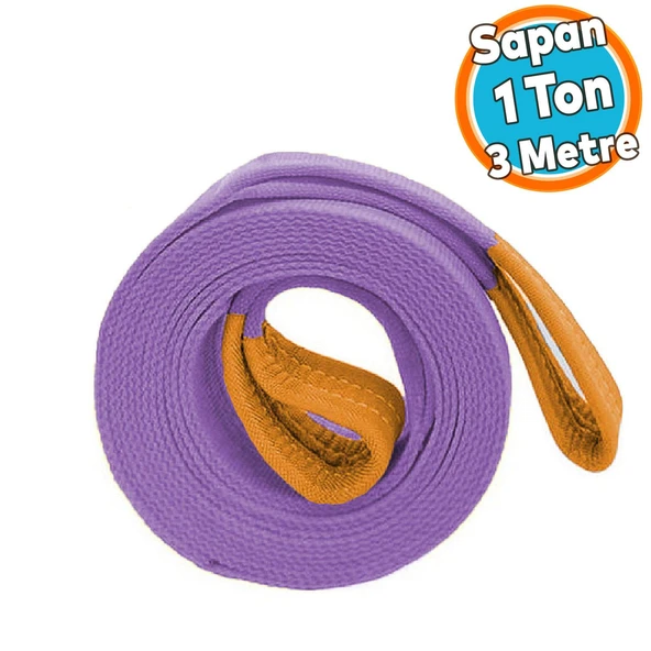 Yük Kaldırma Sapan Lila Renk Polyester Spanzet 1 Ton 3 Metre Sağlam Taşıma İndirme Araç Çekme Halat ürün görseli 1