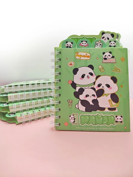 Sevimli Panda Ayraçlı A5 Not Defteri (14x18 cm) - Panda Ailesi ürün görseli 1
