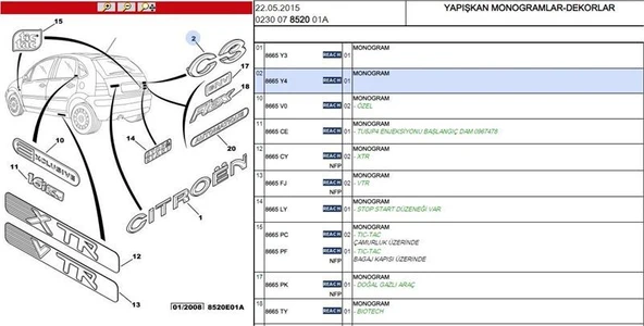 C3 YAZISI CITROEN C3 PSA 8665.Y4 ürün görseli 1