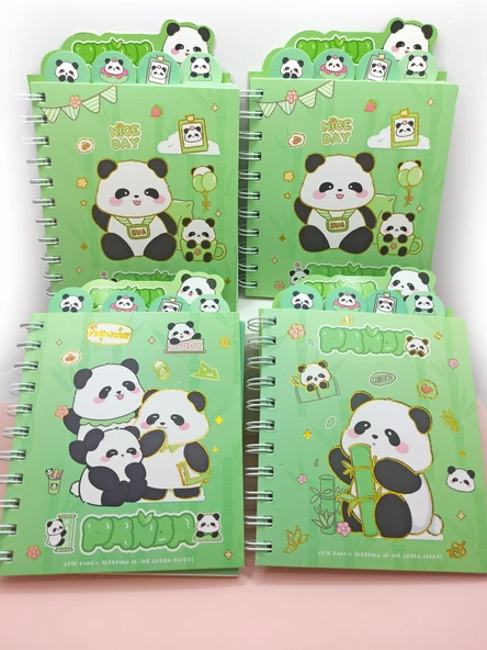 Sevimli Panda Ayraçlı A5 Not Defteri (14x18 cm) - Panda ve Bambu - Resim 5