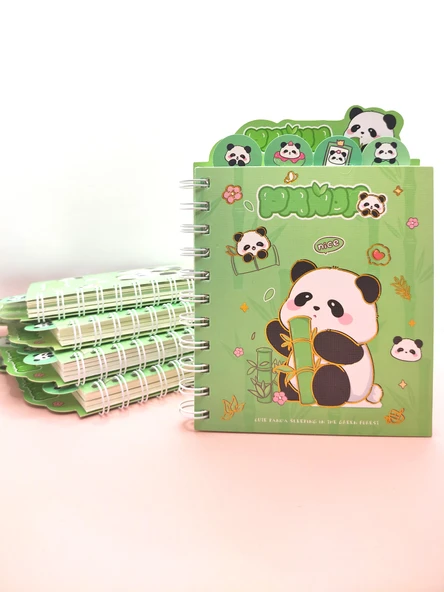 Sevimli Panda Ayraçlı A5 Not Defteri (14x18 cm) - Panda ve Bambu ürün görseli 1