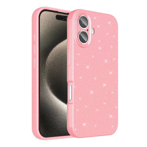 HEPTEKİLETİŞİM Apple iPhone 16 Kılıf Kamera Korumalı Simli Renkli Parlak Silikon Kapak (Koton) ürün görseli 1