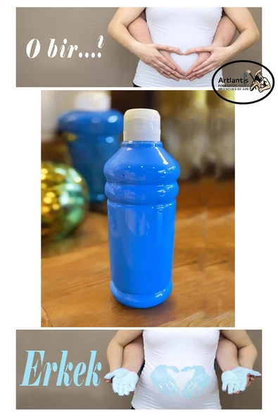 Mavi Cinsiyet Belirleme Parmak Boyası 1 Adet 500 ml Kız Cinsiyet Açıklama Boyası Yıkanabilir Zararsız ürün görseli 1