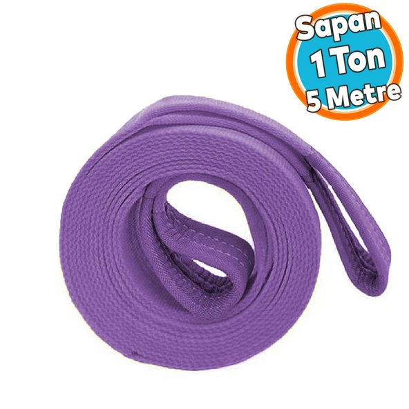 Yük Kaldırma Lila Spanzet Sapan Polyester Sağlam Renk 1 Ton 5 Metre Taşıma İndirme Araç Çekme Halat ürün görseli 1